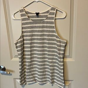 Striped Gray & White J Crew Tank Top